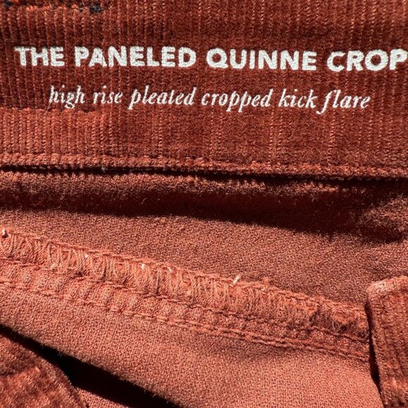 AG Jeans Paneled Quinne Crop High Rise Pleated Cropped Kick Flare Rich Crimson - Picture 6 of 8